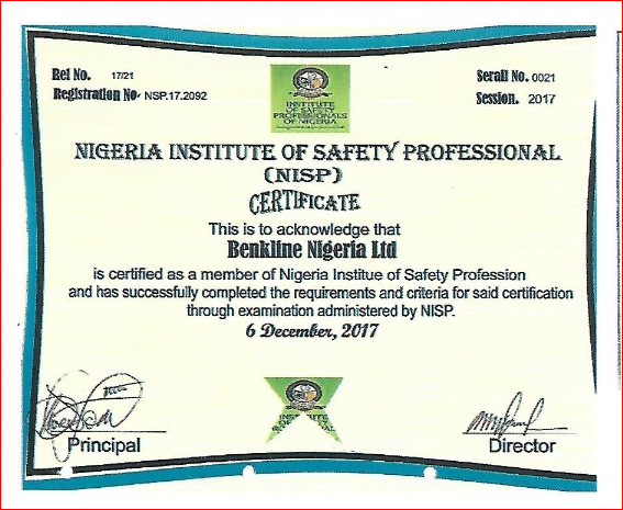 nisp certificate benkline